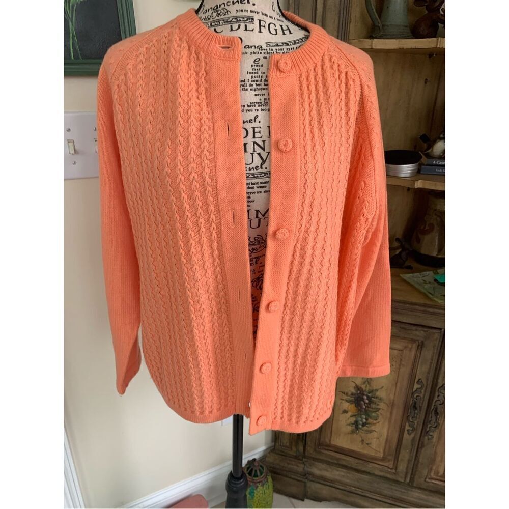 Vintage Sherbet Orange Cardigan 1980s - Picture 6 of 6
